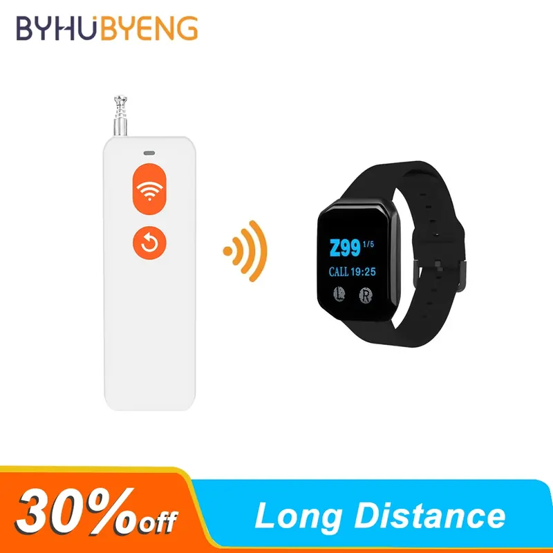 Wireless Calling System Caregiver Pager Nurse Call System Alert Button Waterproof Watch Receiver + Call Button For Home School