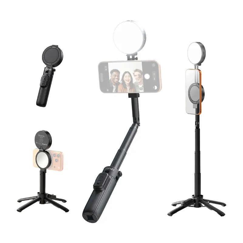 Ulanzi magsafe Selfie-stick kijek uchwyt z lampą do Iphone 15 16 17 18