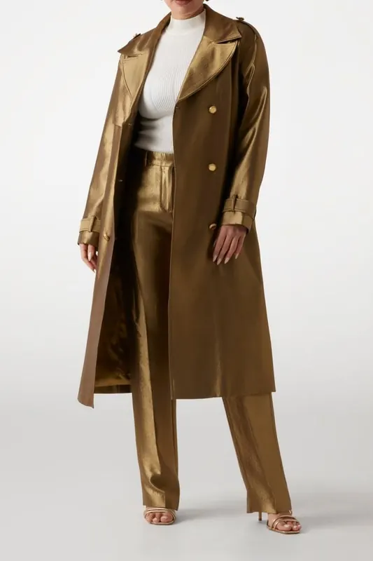 GUESS Milla Trench Coat Antique Gold Multi Maat: 42 | Trenchcoats Outlet | Dames | Goud