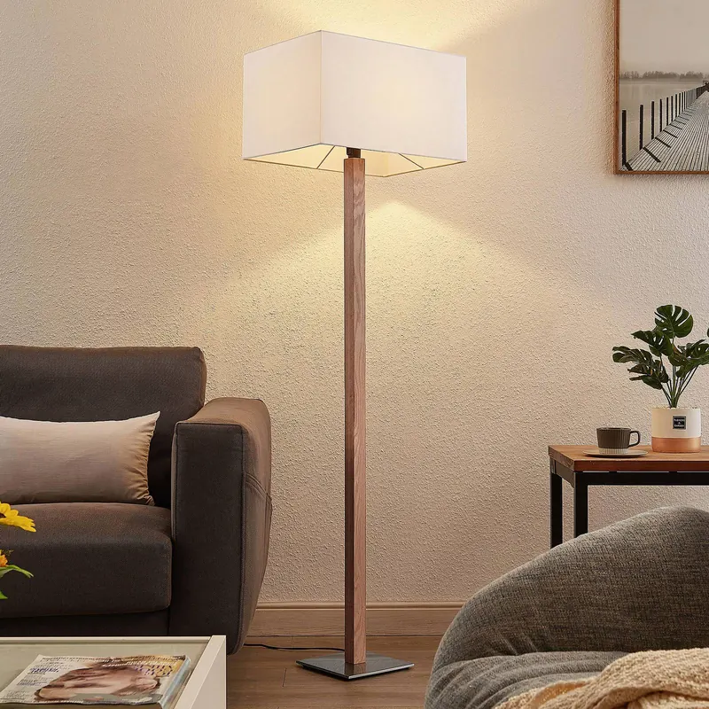Lucande Heily lampa podłogowa, kątowa, biała