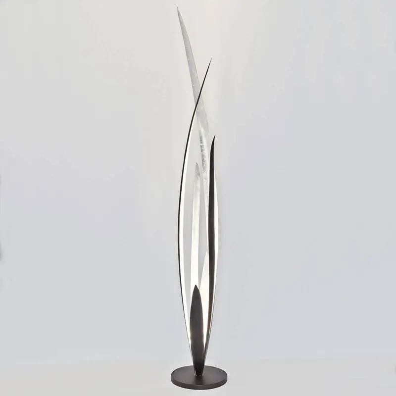 Palustre - czarno-brązowo-srebrna lampa podłogowa