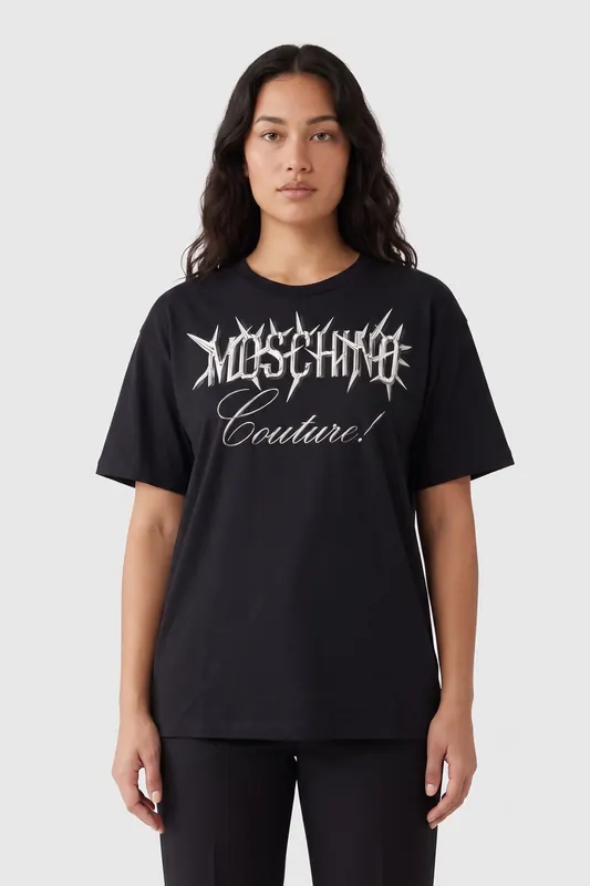 Moschino Punk Couture Organic Jersey T-shirt Black Maat: XS | Tops Outlet | Dames | Zwart