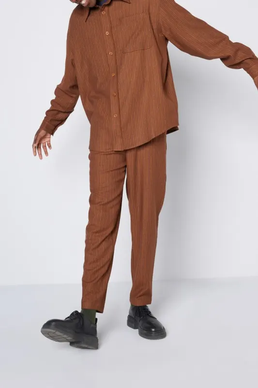 American Vintage Jossybay Shirt Rayures Marrons Maat: XL | Casual Overhemden Outlet | Heren | Bruin