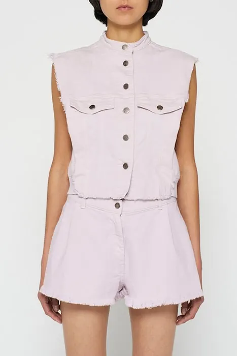 10DAYS Cropped Twill Gilet Pale Lilac Maat: XS | Gilets Outlet | Dames | Roze