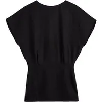 Mikuta The Black Short Linen Bat Dress Maat: XL | Blousejurken Outlet | Dames | Zwart