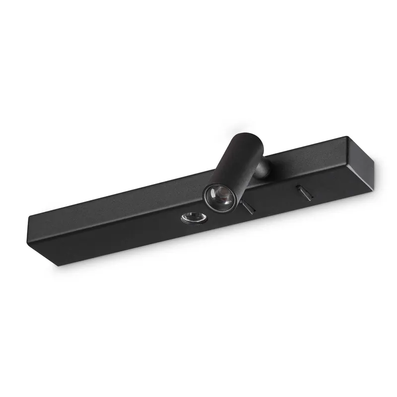 Ideal Lux Kinkiet LED Bonne Nuit 2, czarny, szerokość 22 cm