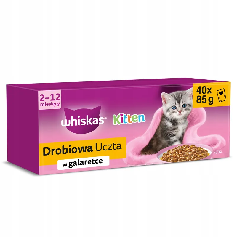 Whiskas Junior drobiowa uczta mokra karma dla kociąt w galaretce 40x85 g