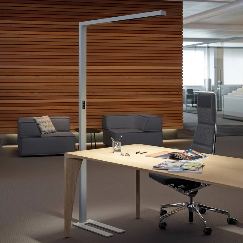 Lampa stojąca LED z czujnikiem MAULsirius, srebrny, CCT, ściemniany, podstawa