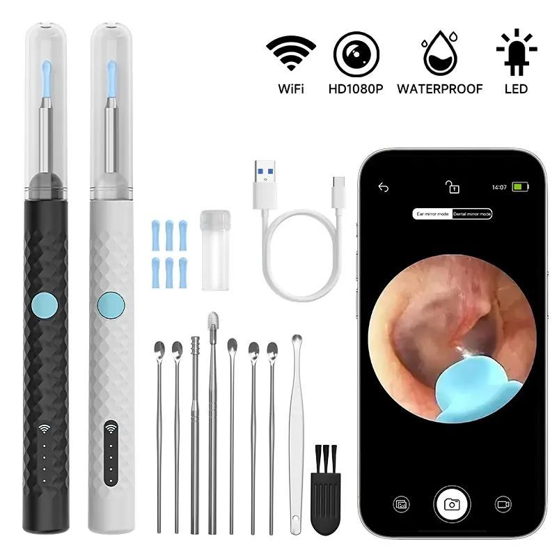 Wizualny otoskop bezprzewodowy Ultra cienka kamera 4,2 MM HD 1080P zakres ucha endoskop WiFi dla iOS/Android z narzędziami do czyszczenia woskowiny