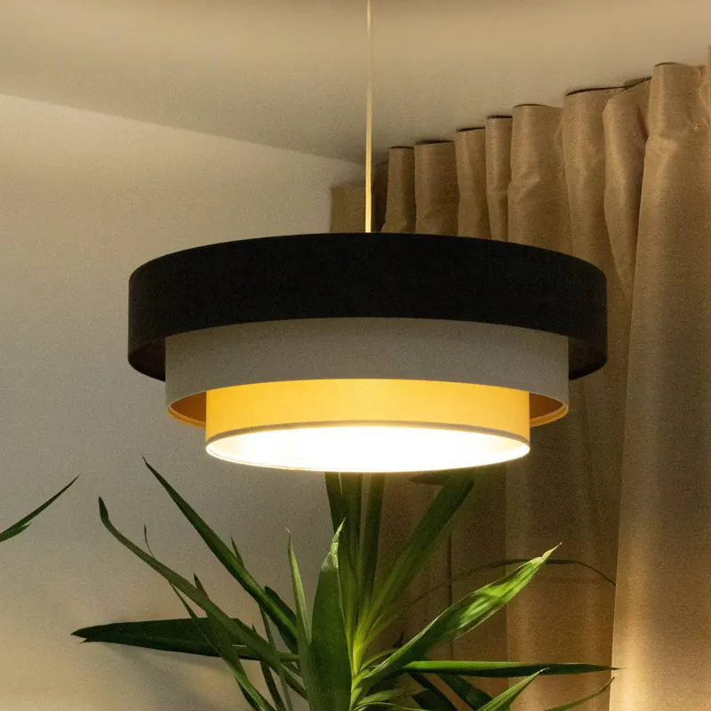 Lampa wisząca Triniti, brązowy/beżowy/kremowy, Ø 60 cm, tekstylna