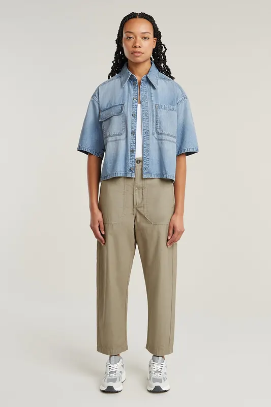 G-Star Remix Shirt S/s Sun Faded Blue Mist Maat: S | Overhemden Outlet | Dames | Blauw
