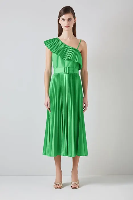 LK Bennett Josephine Cotton Midi Dress Green Maat: 8 | Midi Jurken Outlet | Dames | Groen
