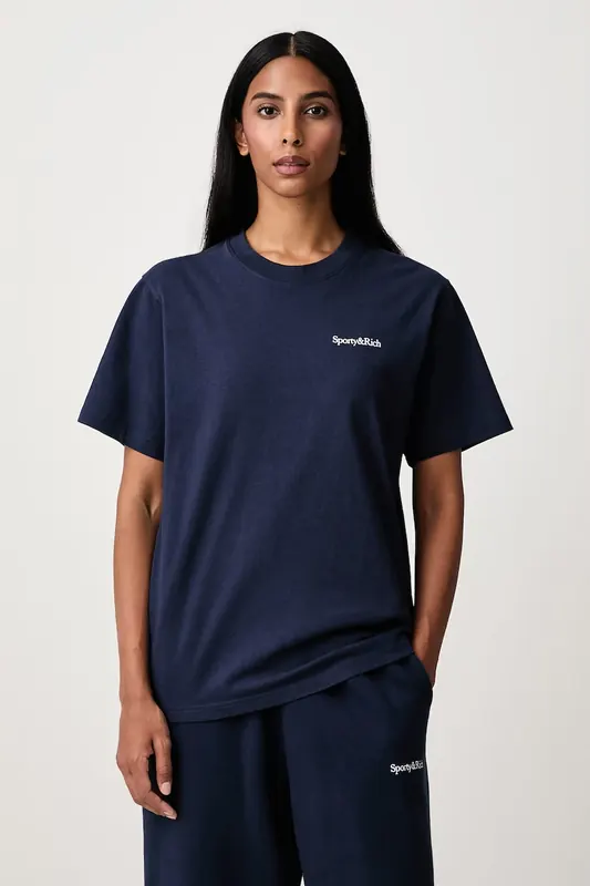 Sporty & Rich  Serif Logo T-shirt bawełniany damski