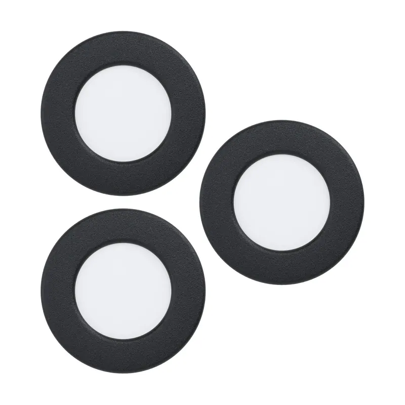 EGLO connect Oprawa wpuszczana LED Fueva 6-Z, czarna, zestaw 3 szt