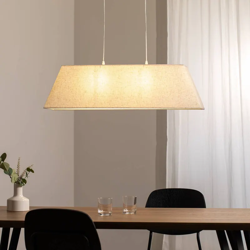 Lampa wisząca Miriel, 90 cm, tkanina, drewno