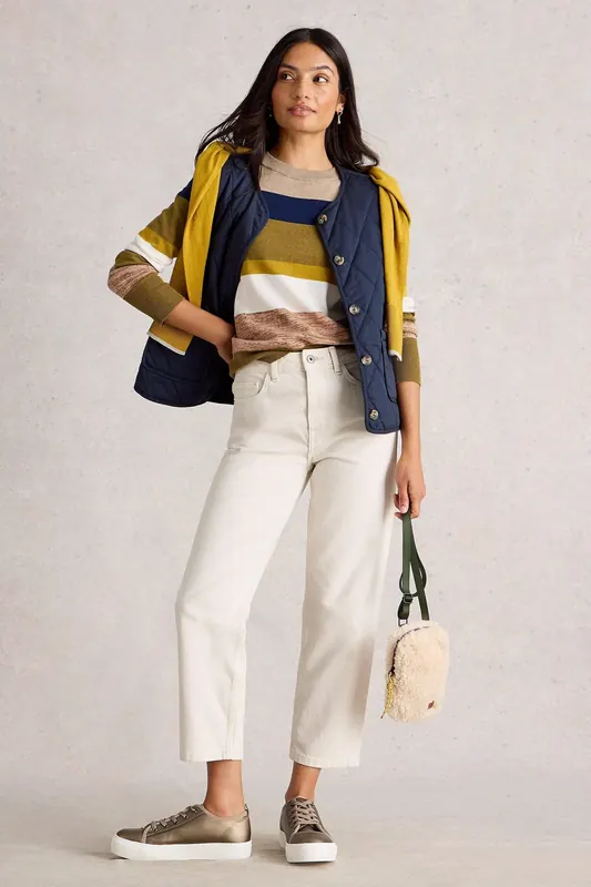 White Stuff Katie Stripe Jumper Green Multi Maat: 8 | Sweaters Outlet | Dames | Beige