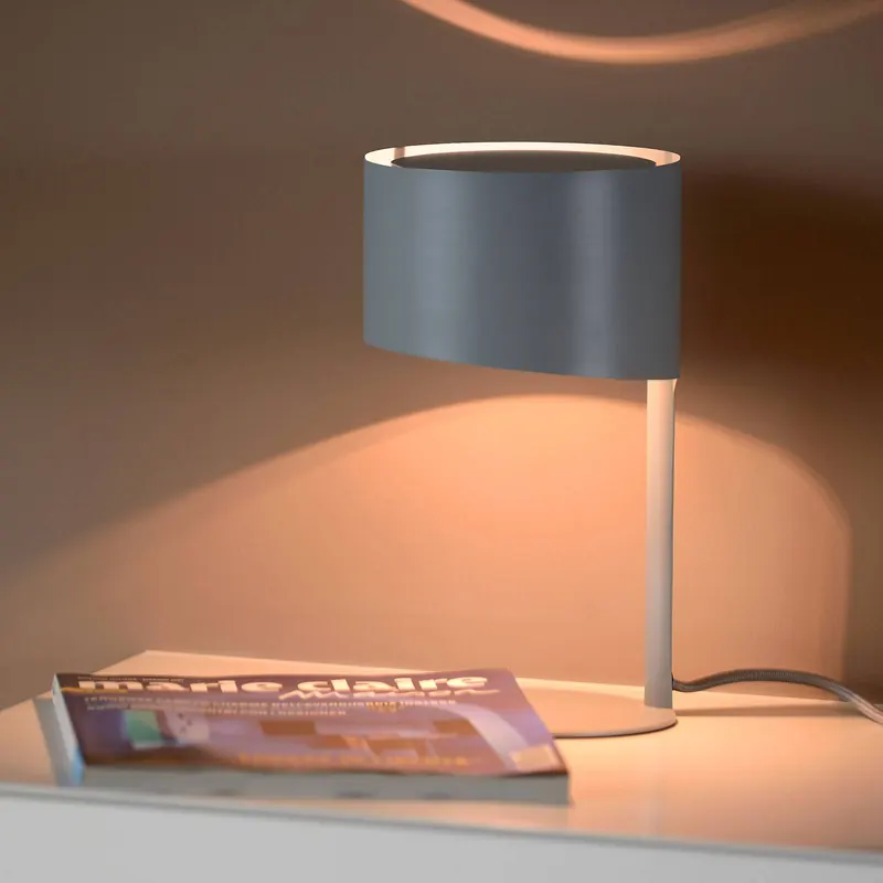 Lampa stołowa Knulle z metalu, szara