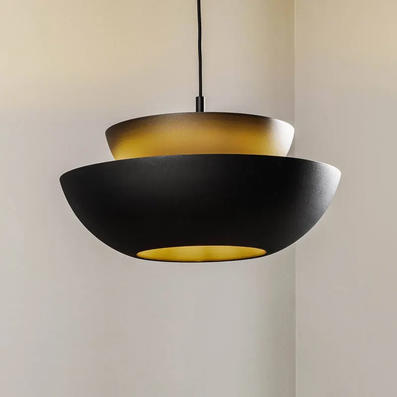 Lampa wisząca Lucande Kellina, Ø 48 cm, czarna, metalowa