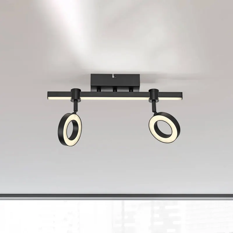 JUST LIGHT. Lampa sufitowa LED LOLAsmart Bileda, 2-punktowa, czarna