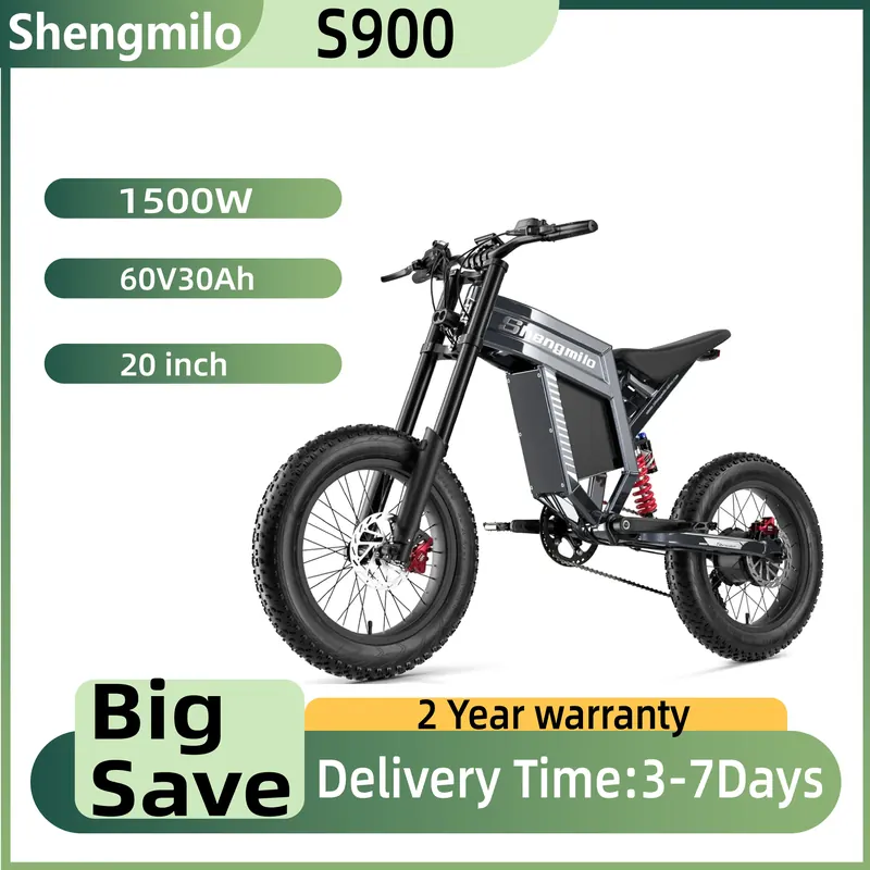 Rower elektryczny terenowy Shengmilo S900, 1500W, bateria 60V30Ah, motocykl górski terenowy, opony typu fat tire 20*4.0 cala.