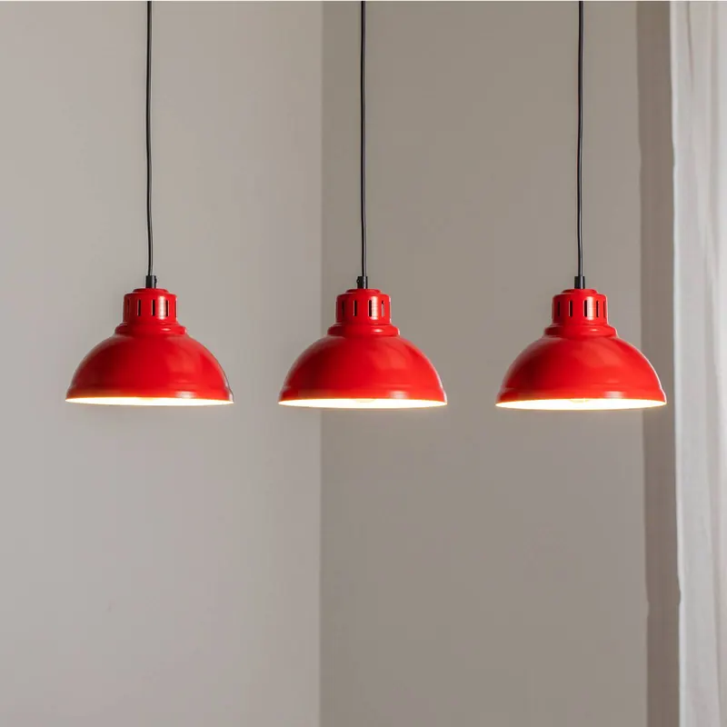 Lampa wisząca Sven, 3-punktowa, czerwona, stal, E27