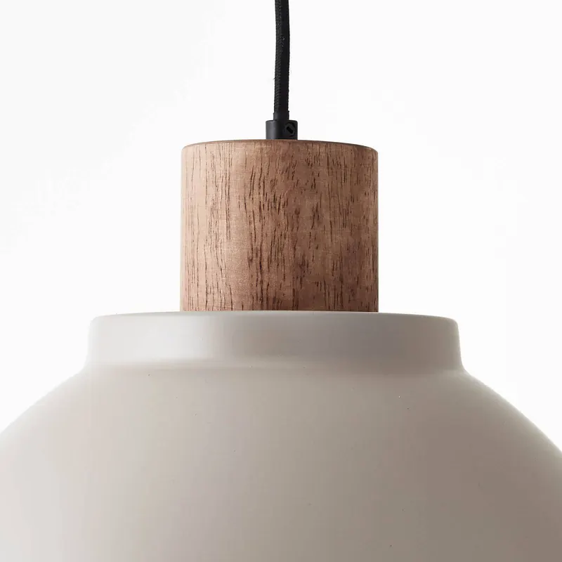 Lampa wisząca Erena z drewnianym detalem, taupe