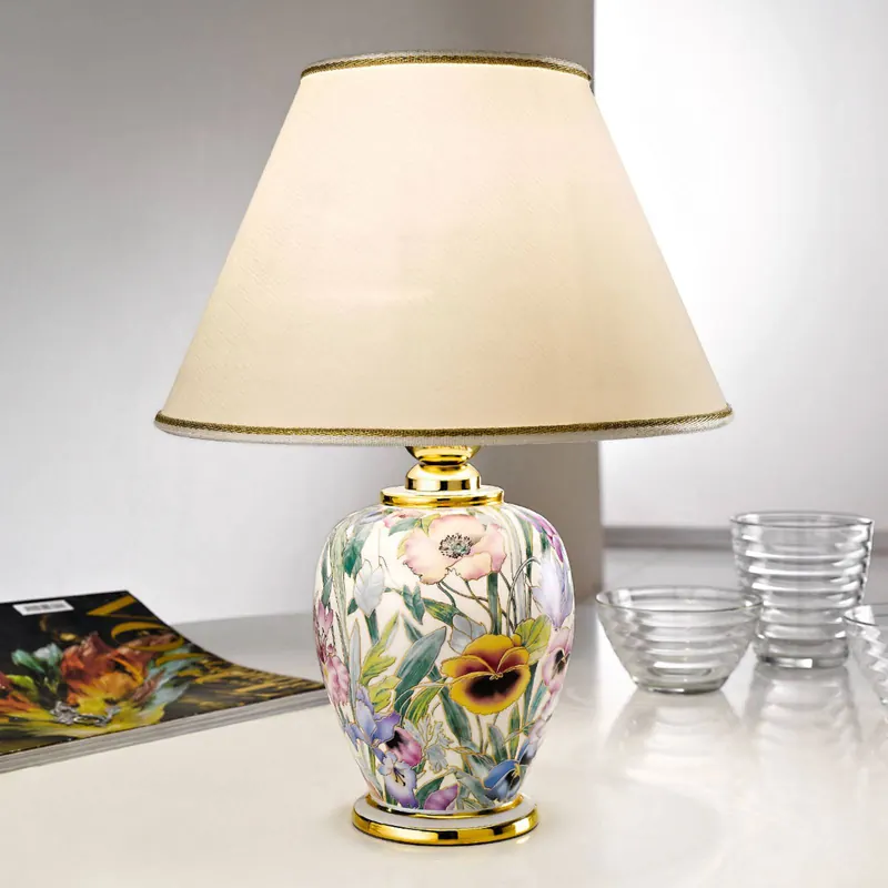 Austrolux lampa stołowa Giardino Panse 25 cm ceramiczna pozłacana