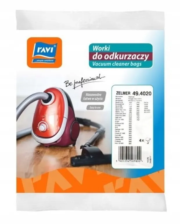 Worki do odkurzacza włókninowe 4 sztuki Zelmer 49.4020 niebieskie