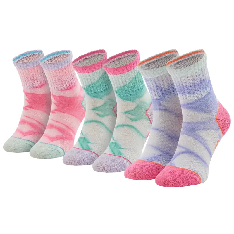 Skechers 3PPK Girls Casual Fancy Tie Die Socks SK41076-6064, Dla dziewczynki, Wielokolorowe, skarpetki, akryl, rozmiar: 27-30