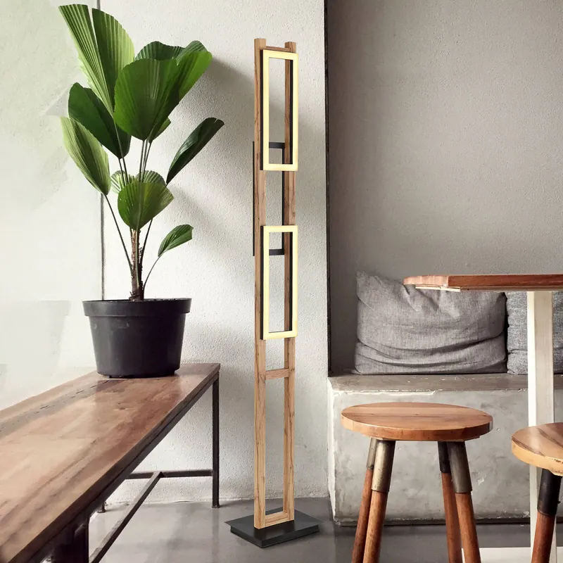 Lampa stojąca LED Illa w wersji drewnianej