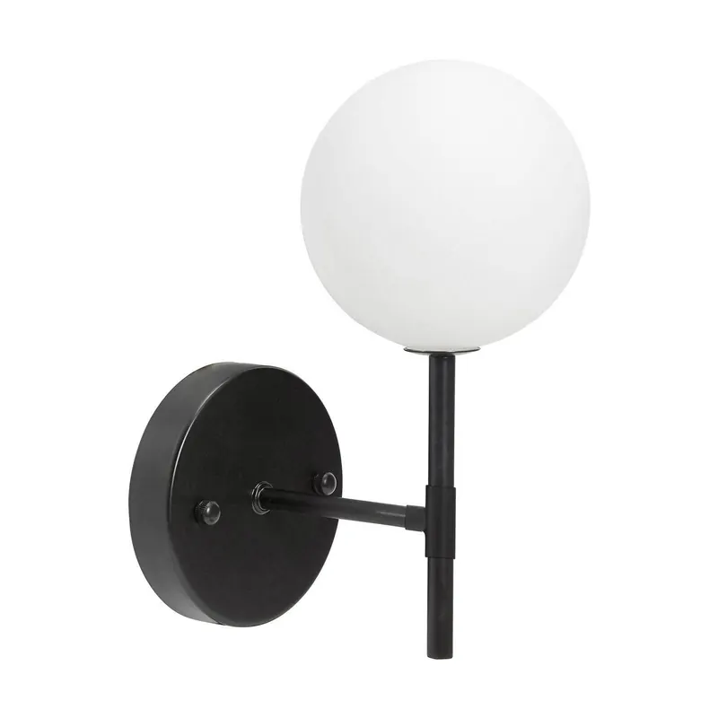 PR Home Sigma S kinkiet, czarny/opal, 1-punktowa, szkło 25 cm