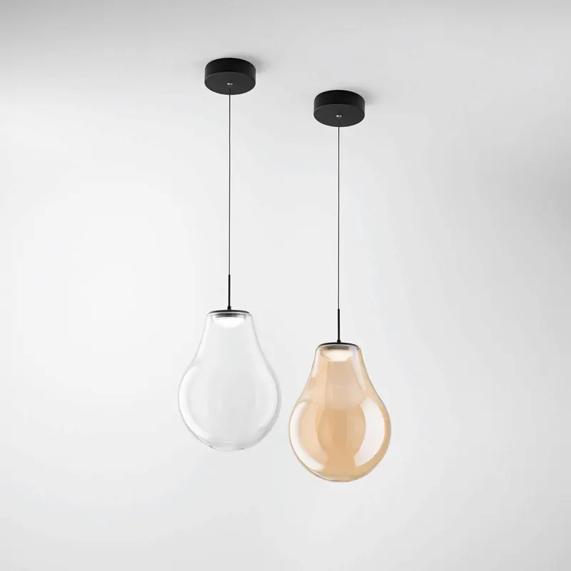 Żyrandol LED Noa, bursztynowy, szkło, Ø 25 cm, CCT, ściemniany