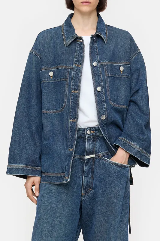 Closed Shirt With Straps Cropped Shirts & Blouses Dark Blue Maat: M | Spijkerjassen Outlet | Dames | Blauw