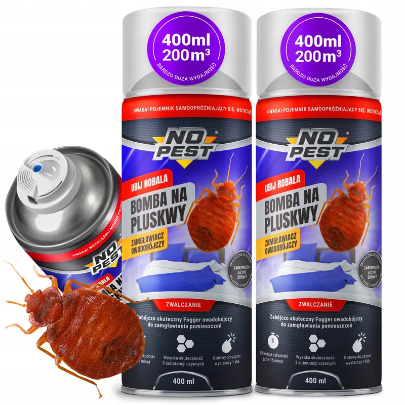 Ultra Mocna Bomba Granat Na Pluskwy Karaluchy Fogger No Pest 400ML 2 Szt.