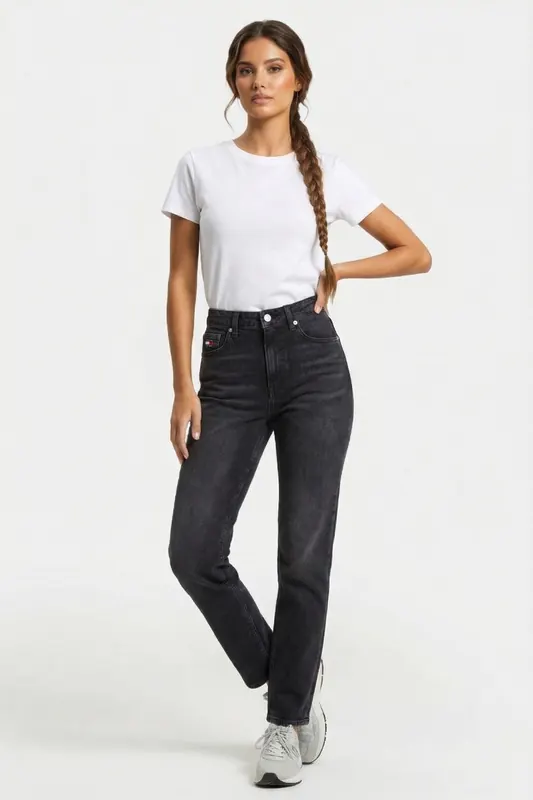 Tommy Hilfiger Layla High Rise Slim Straight Jeans Denim Black Maat: W27L32 | Straight Jeans Outlet | Dames | Zwart
