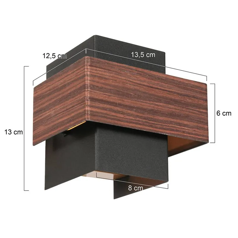 Kinkiet LED Muro 3367, wygląd drewna, up/down, G9, 2700 K