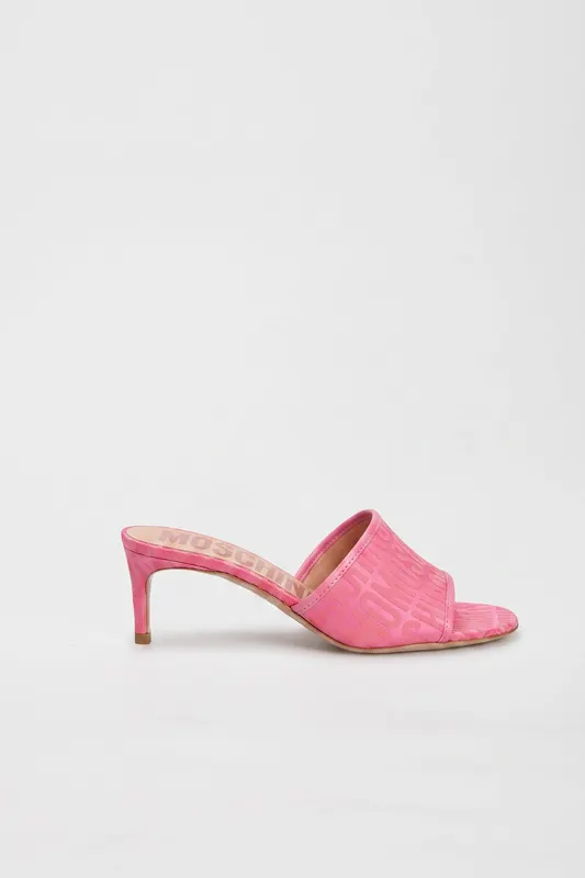 Moschino Nylon Heeled Sandals Allover Logo Pink Maat: 36 | Sandalen Outlet | Dames | Roze