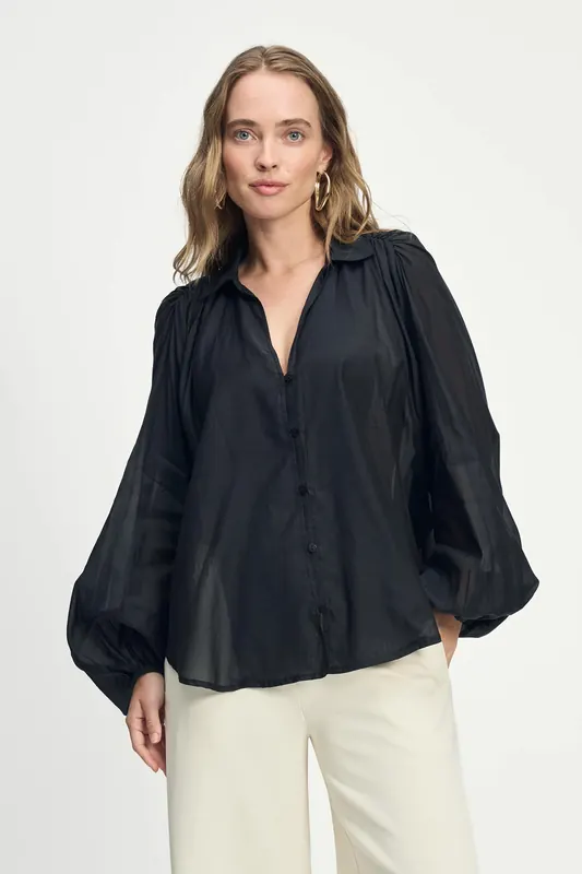 POM Amsterdam Blouse - Lena Black Maat: 42 | Longsleeves Outlet | Dames | Zwart