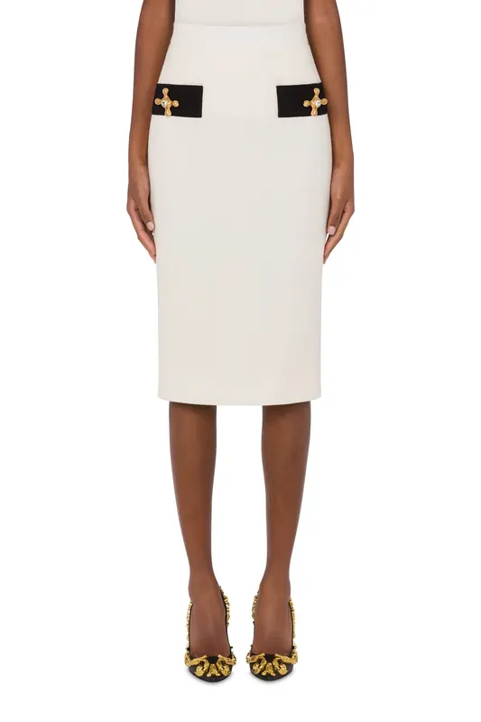 Moschino Bouclé Skirt Faucet Details White Maat: 38 | Midi Rokken Outlet | Dames | Wit