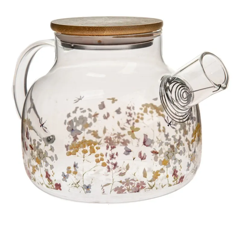 Szklany dzbanek do herbaty 1 l Flowers – Dakls