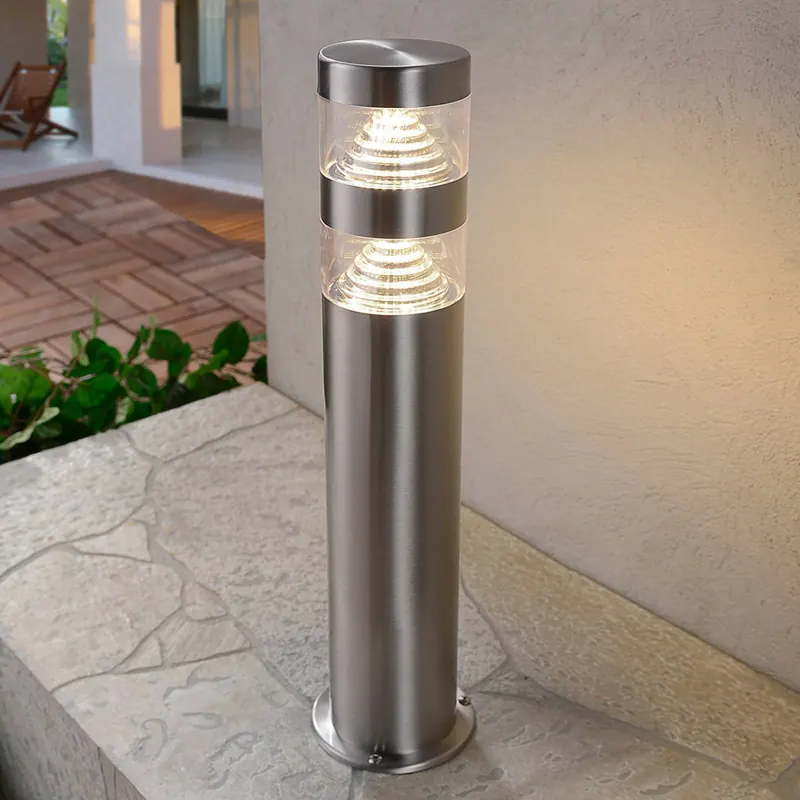 Lindby Lampa cokołowa LED Lanea, 40 cm, szara, stal nierdzewna, IP44
