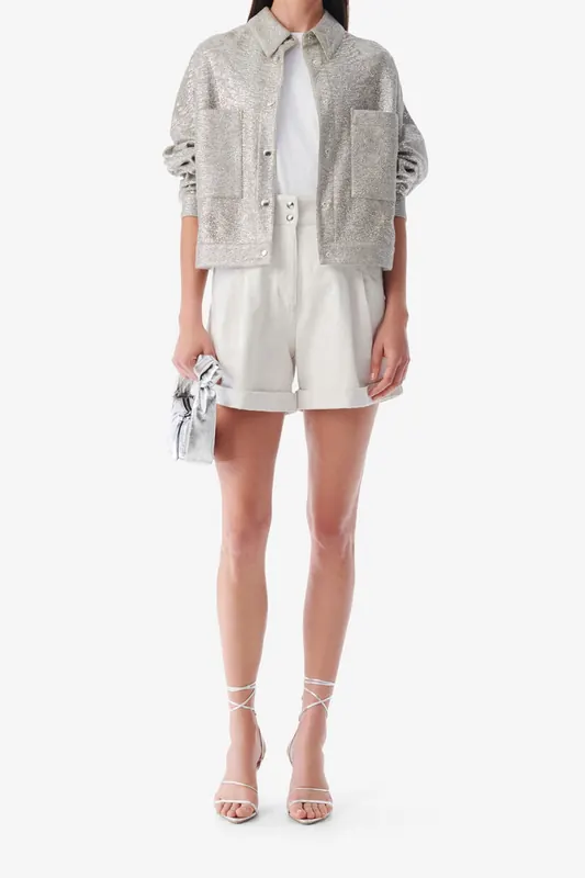 IRO Paris Canva Short Beige/ Natural White Maat: 40 | Korte Jassen Outlet | Dames | Zilver