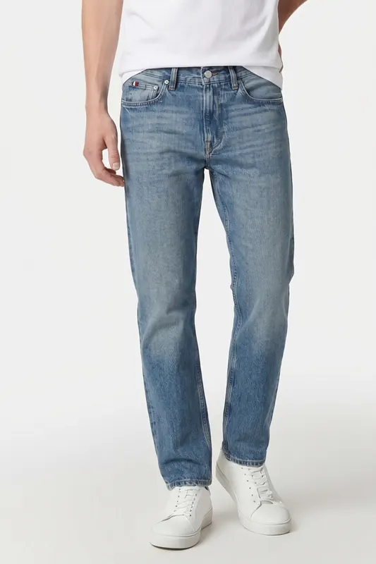 Tommy Hilfiger Regular Straight Jeans Tye Blue Maat: W31L34 | Straight Jeans Outlet | Heren | Blauw