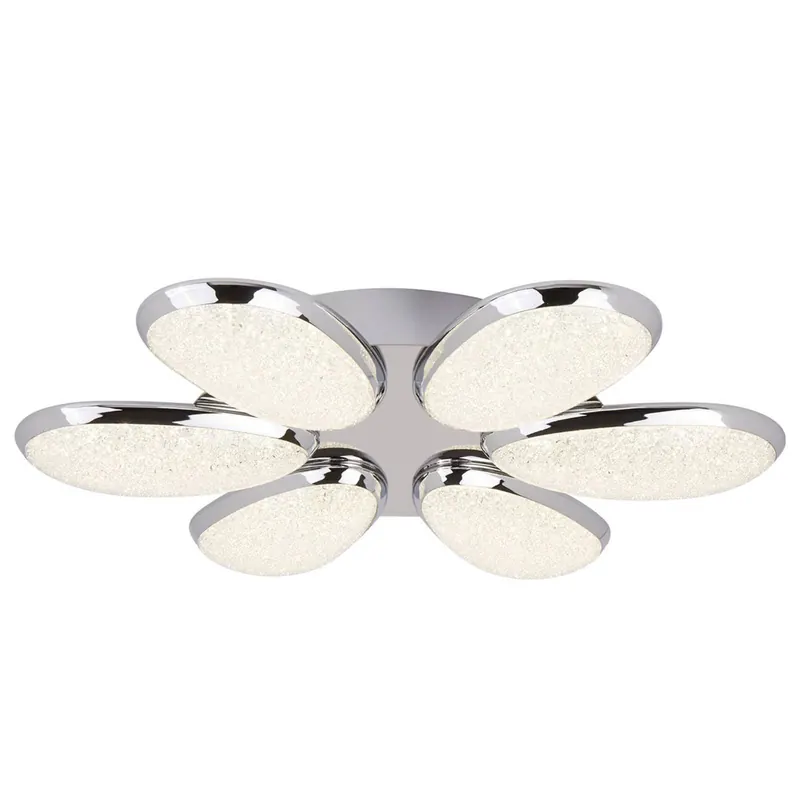 Lampa sufitowa LED Lori, 6-punktowa, 52 cm, chrom/szronione, szkło
