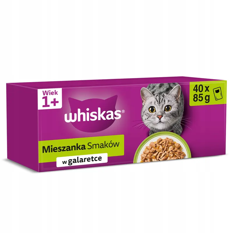 Whiskas mokra karma dla kota mix smaków w galaretce saszetki 40x85 g