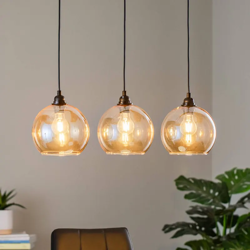 Lampa żyrandol złota 022 3-punktowa szkło liniowe Ø20cm