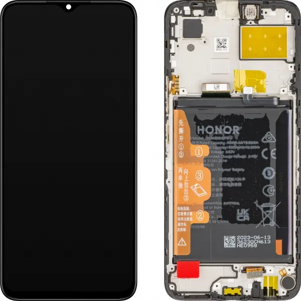 Org Wyświetlacz LCD z ramką i baterią do Honor X6, czarny