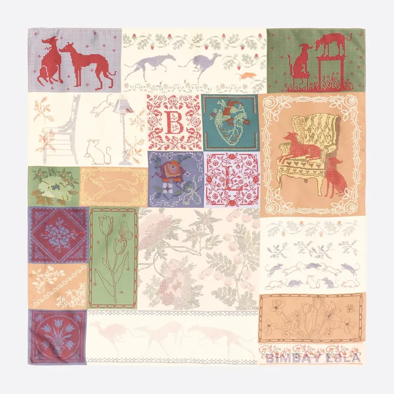 Chusta patchwork motywy inspirowane technikami krawieckimi