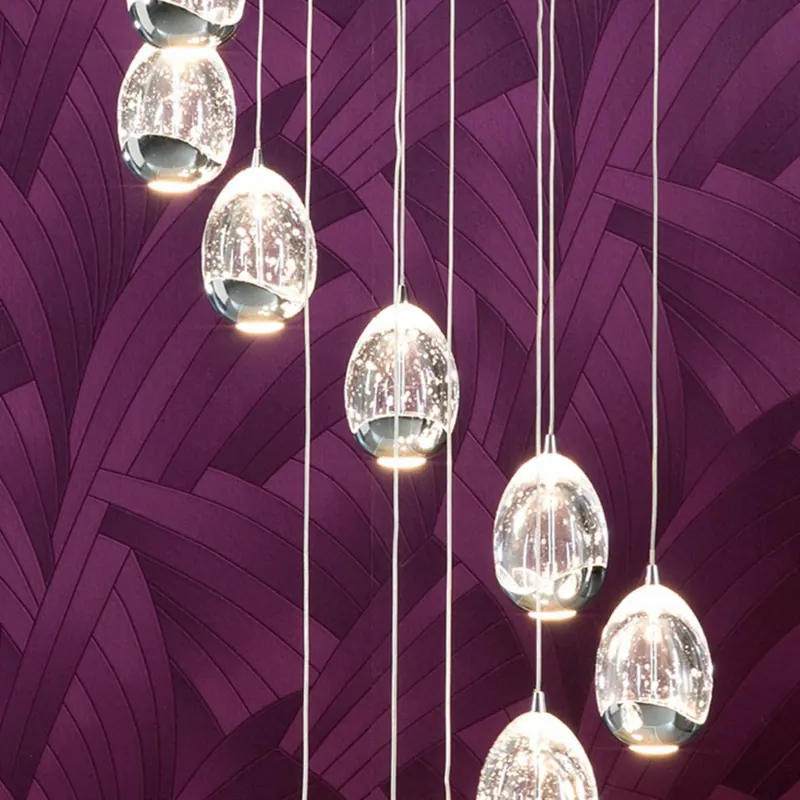Lampa wisząca Rocio, 14-punktowa, aplikacja, chrom