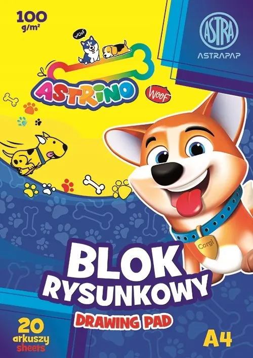 Blok rysunkowy Astrino A4 100g 20 arkuszy biały papier do malowania
